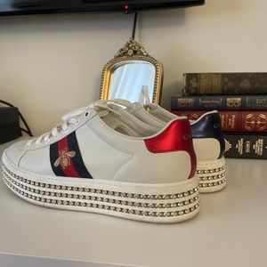 Gucci ace rhinestone platform sneaker